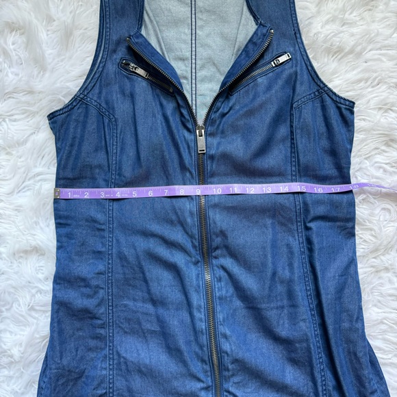 Calvin Klein Jeans Dark Denim Chambray Zip Up Mini Dress Size Large - Picture 4 of 7